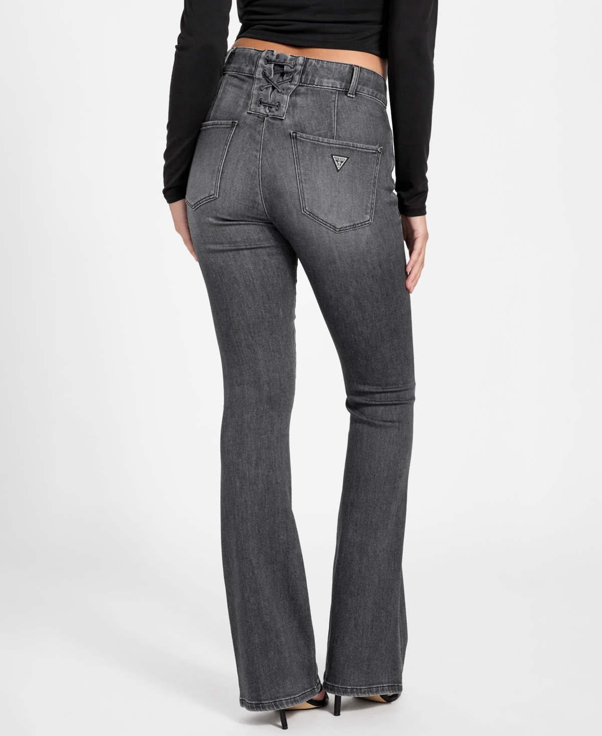 Guess Women's High-rise Flare Corset Jeans In Gray