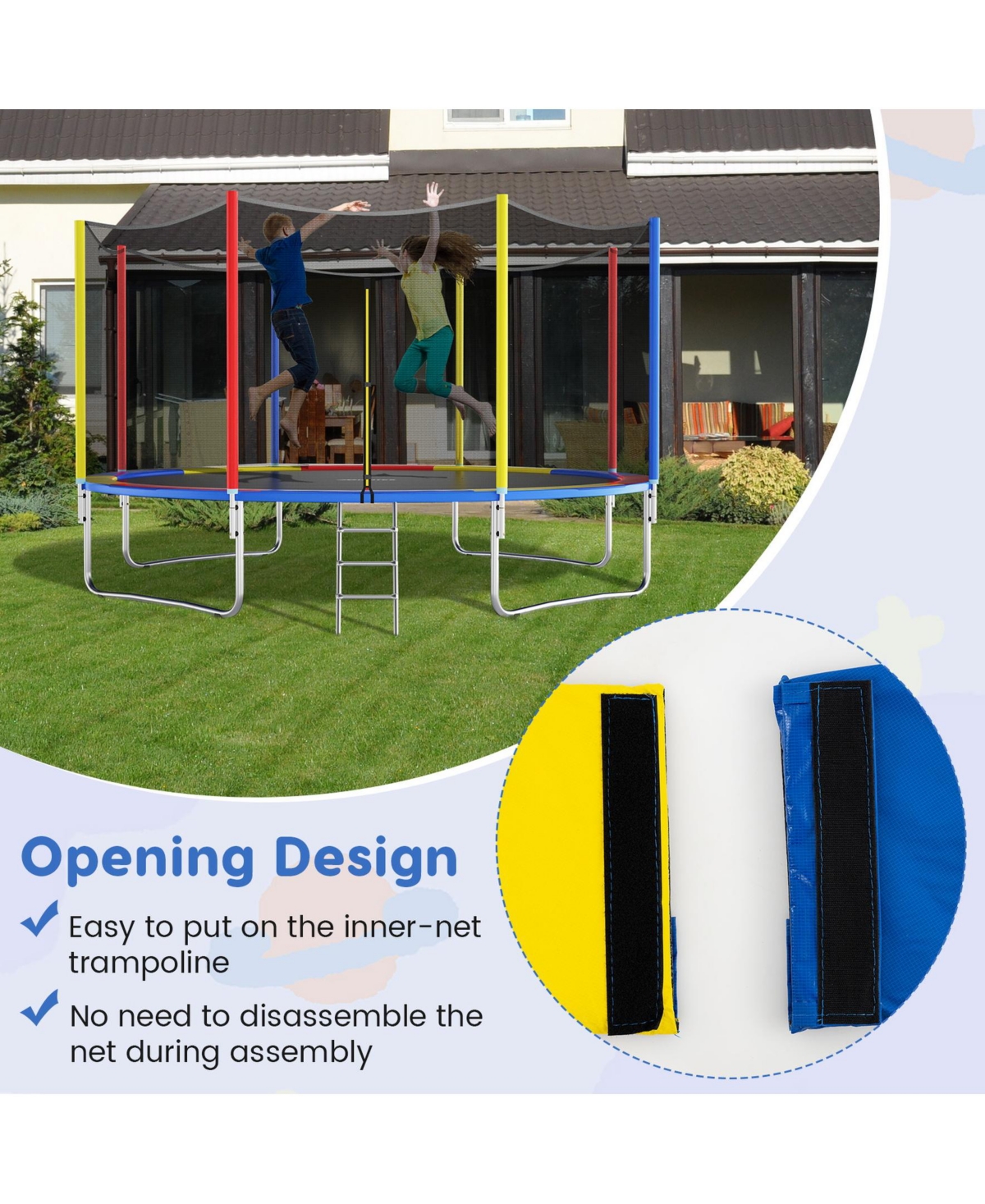 Sugift 8-16 Ft Trampoline Pad Replacement Safety Pad with Fixing Straps