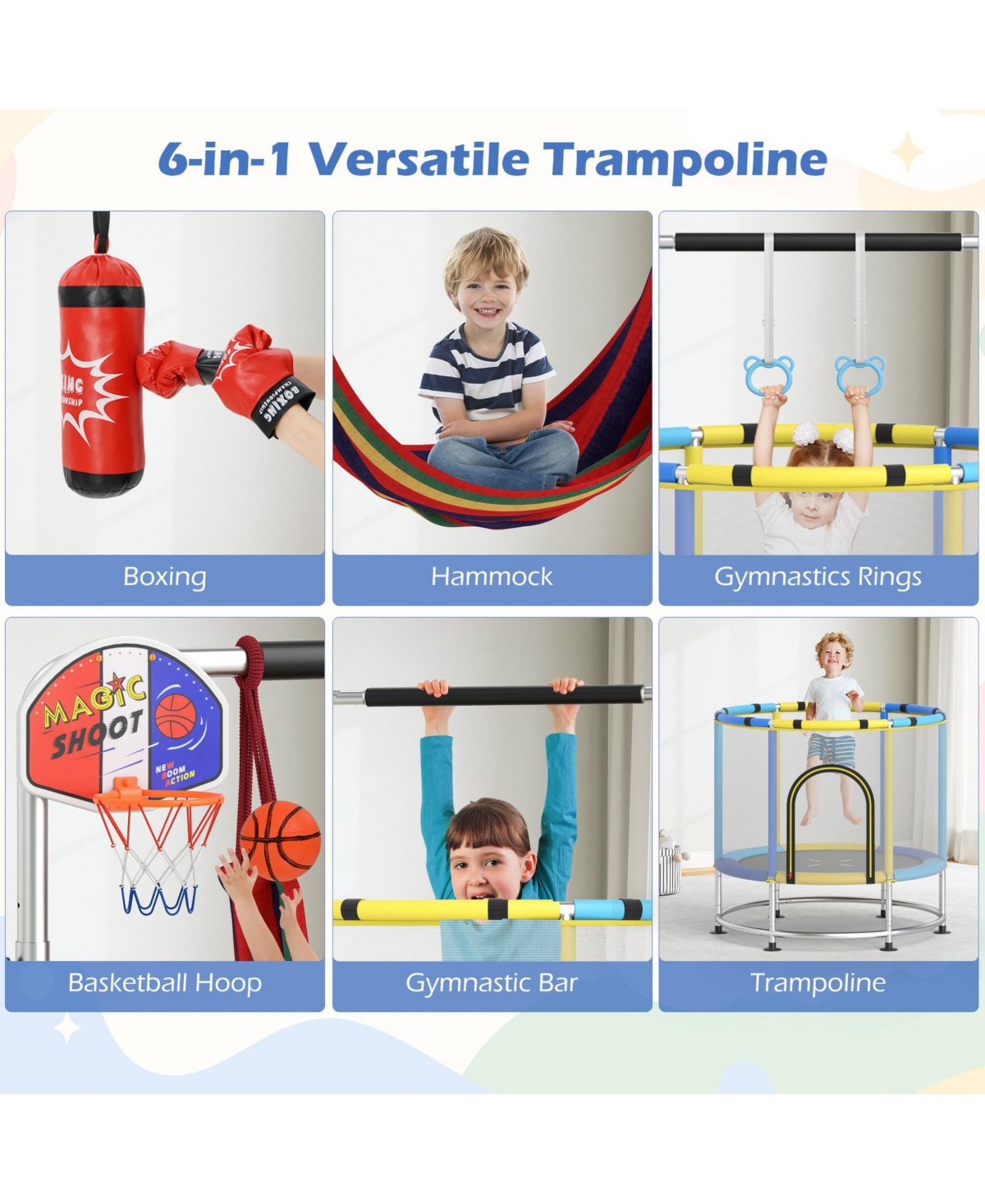 Sugift 55" Kids Trampoline Gift for for 3-6 Years Old Boys and Girls