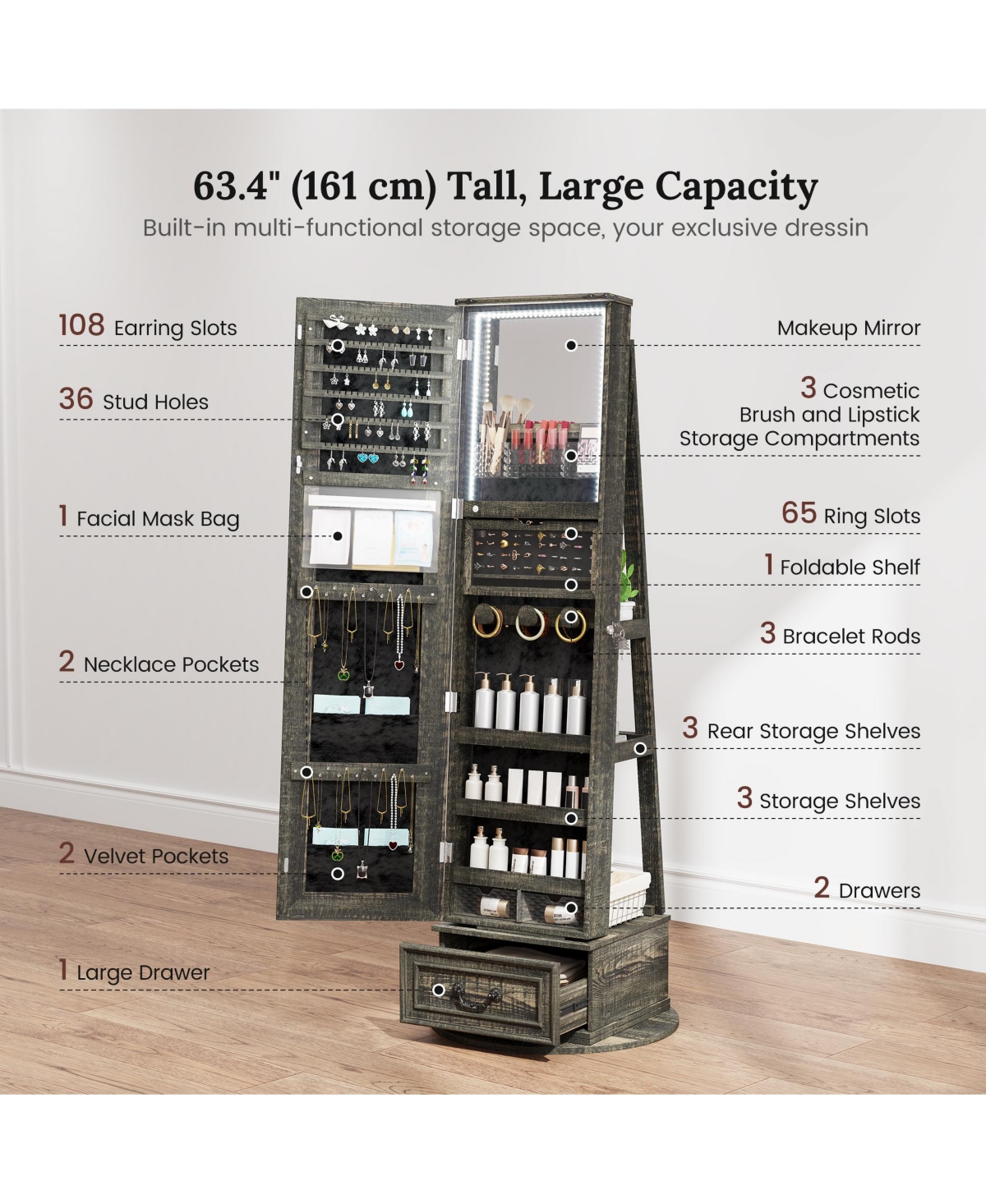 Vlsrka Floor / Wall Full Length Mirror