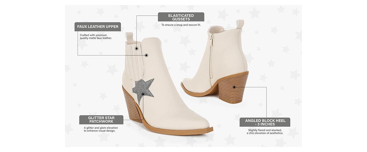 Женские ботинки London Rag Melt Down Glitter Star Detail Chelsea, цвет: Чёрный — фото 8