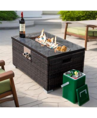 Outdoor Fire Table Propane Fire Pit Rattan gas fire table, gas fire table with tile tabletop