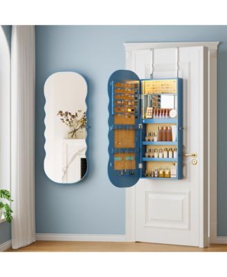 LED Mirror Jewelry Cabinet with Lockable Storage Organizer
