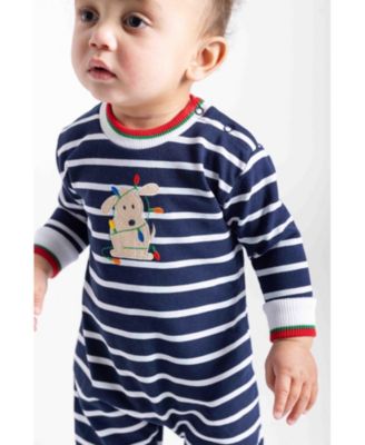 Baby Boys Stripe Knit Longall With Holiday Lights Dog