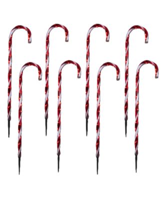 LED Lighted Candy Cane Outdoor Pathway Markers, Set of 8