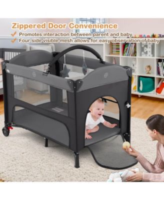 Baby Bassinet Bedside Crib with Changing Table Mattress Detachable Canopy Basket