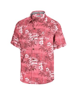 Men's Crimson Alabama Crimson Tide Coconut Point Palmetta IslandZone Camp Button-Up Shirt