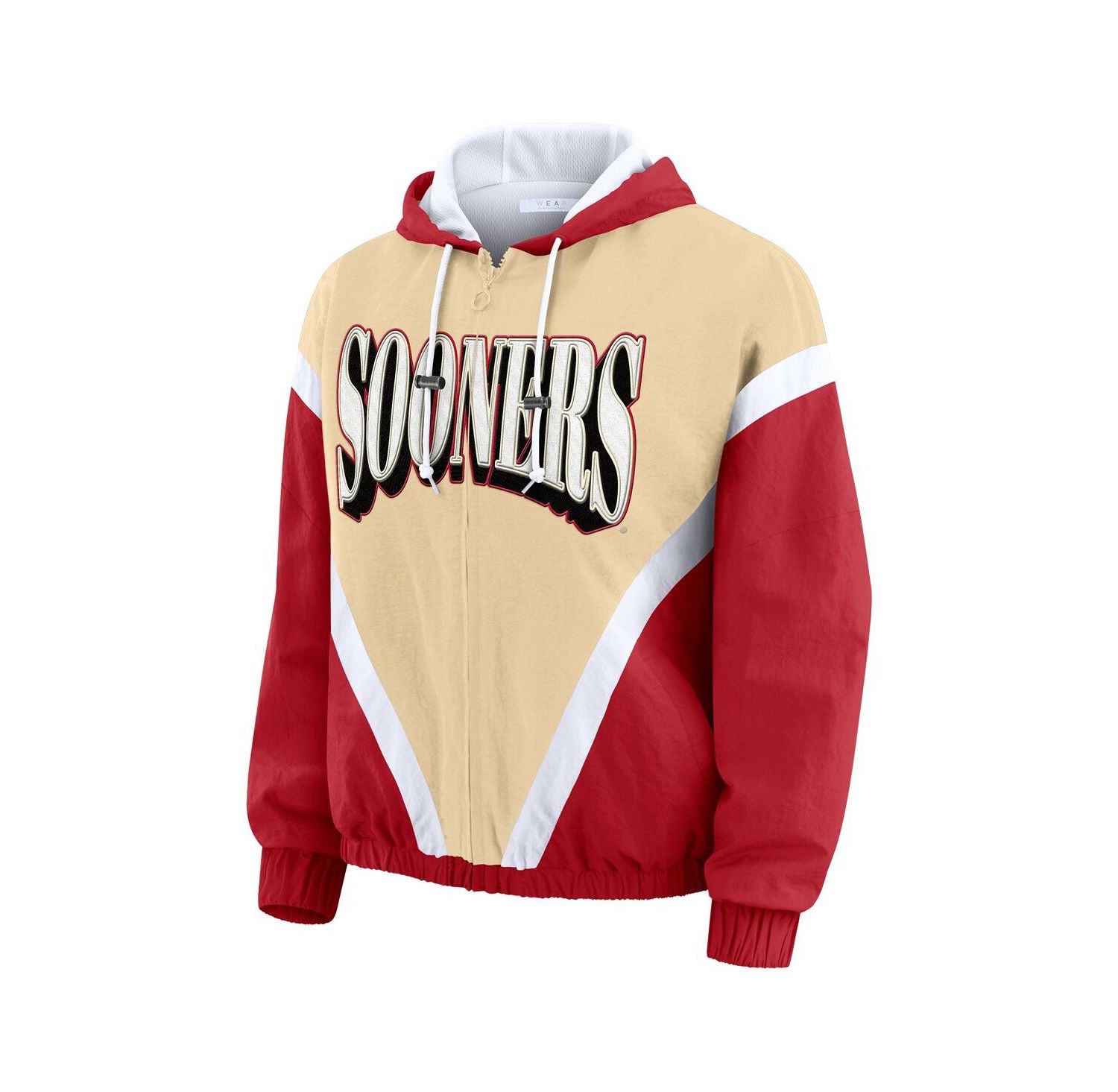 Women's Gold/Crimson Oklahoma Sooners Color Block Full-Zip Hoodie Windbreaker Jacket