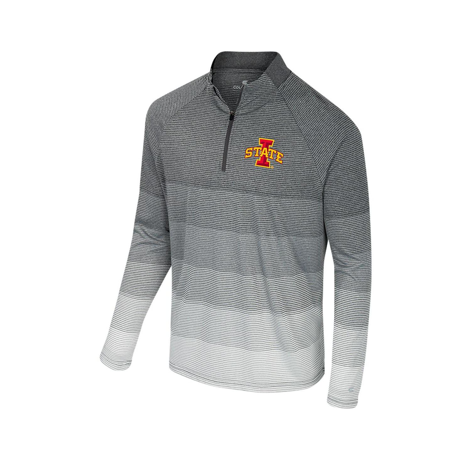 Men's Gray Iowa State Cyclones AI Striped Mesh Quarter-Zip Raglan Windshirt Jacket