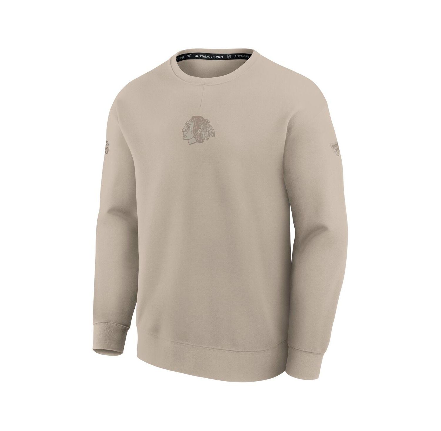 Men's Tan Chicago Blackhawks Authentic Pro Road Tri-Blend Sweatshirt