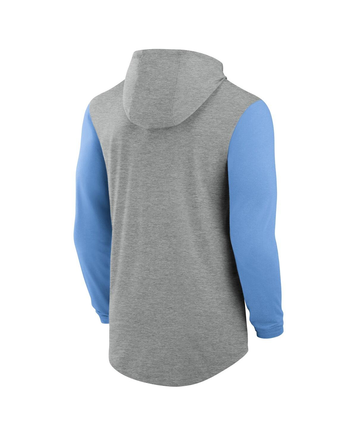 Jordan Men's Gray/carolina Blue North Carolina Tar Heels Basketball Color-block Tri-blend Dri-fit Long Slee In Gray