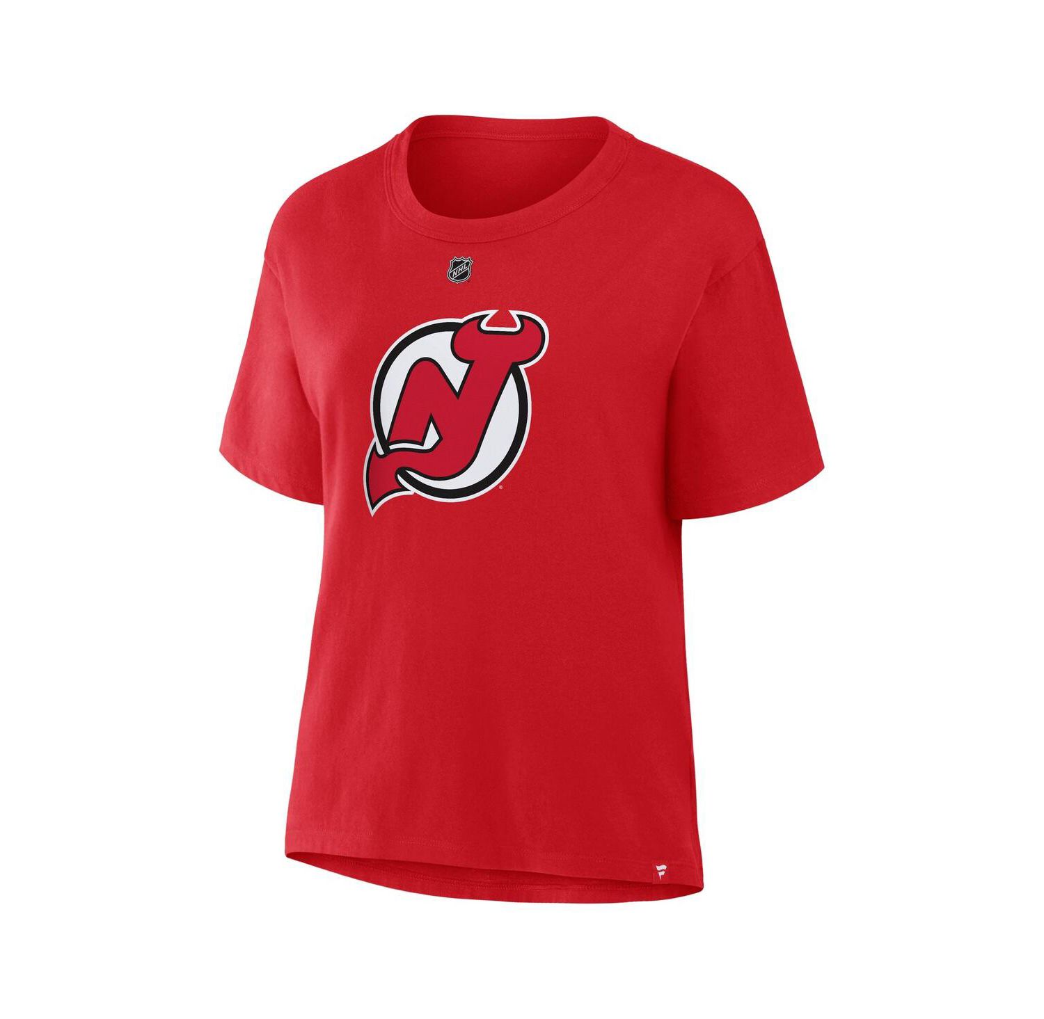 Women's Jack Hughes Red New Jersey Devils Authentic Stack Name & Number T-Shirt