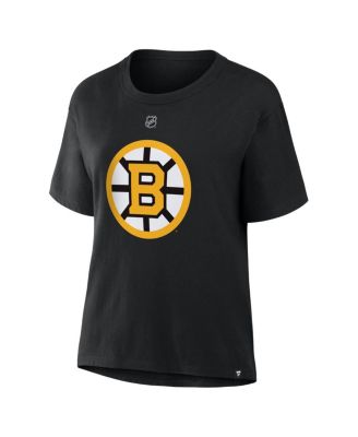 Women's Charlie McAvoy Black Boston Bruins Authentic Stack Name Number T-Shirt