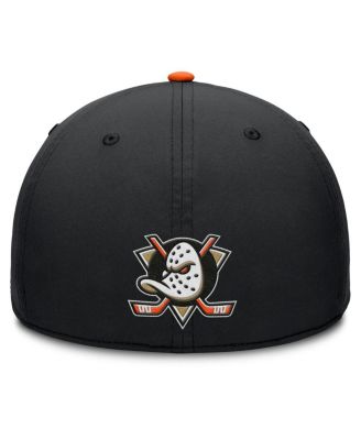 Men's Black/Orange Anaheim Ducks Authentic Pro Rink Team Code Flex Hat