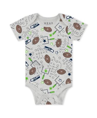 Baby Boys and Girls Newborn 3-Piece Seattle Seahawks Turn Me Around Bodysuits and Pant Set