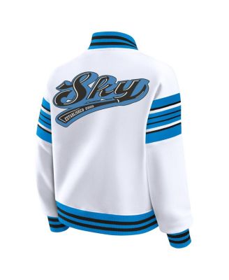 Women's White/Sky Blue Chicago Sky Full-Snap Fleece Sweatshirt Jacket