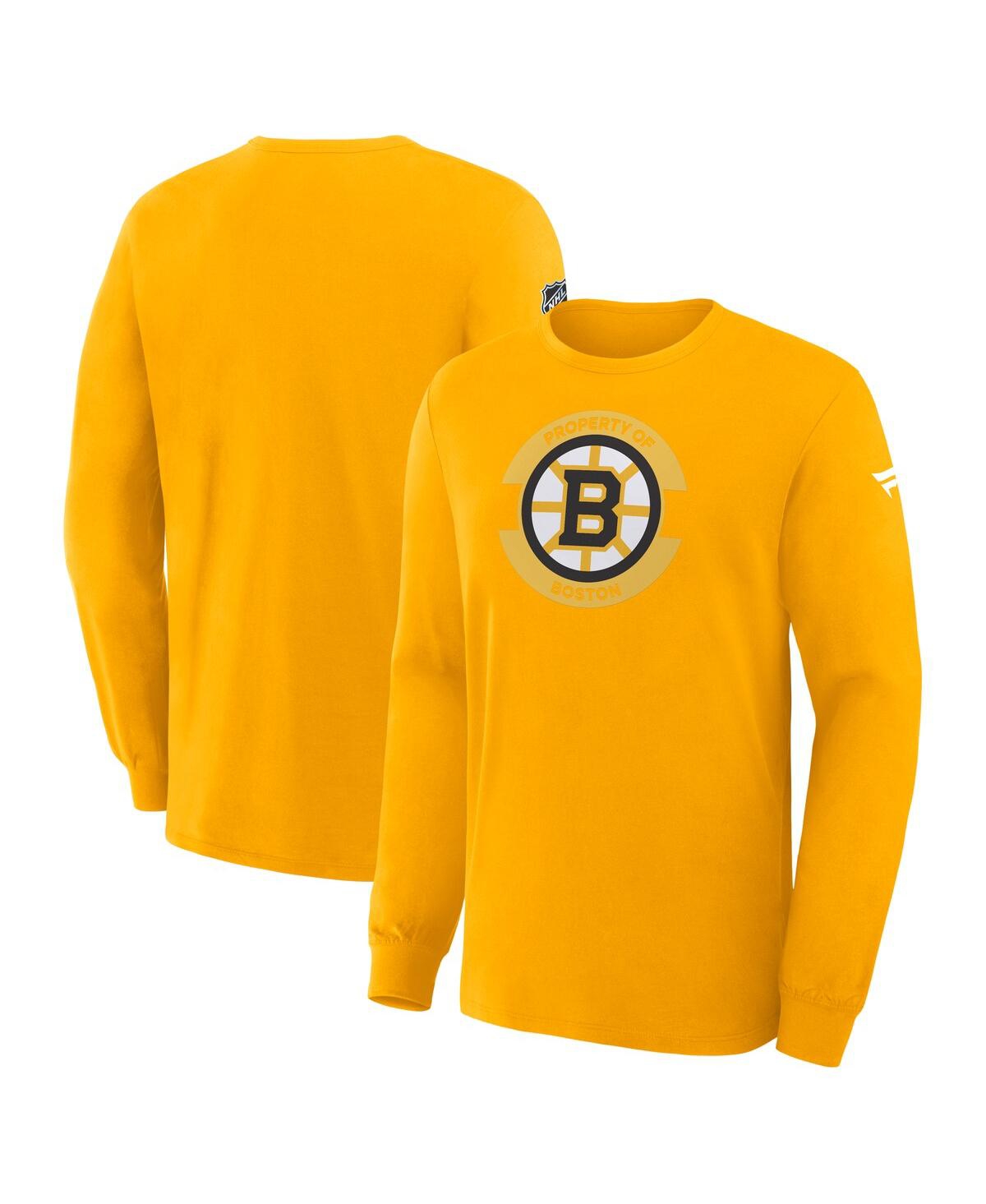Fanatics Men's Gold Boston Bruins Authentic Pro Property Of Practice Long Sleeve T-shirt In Yellow