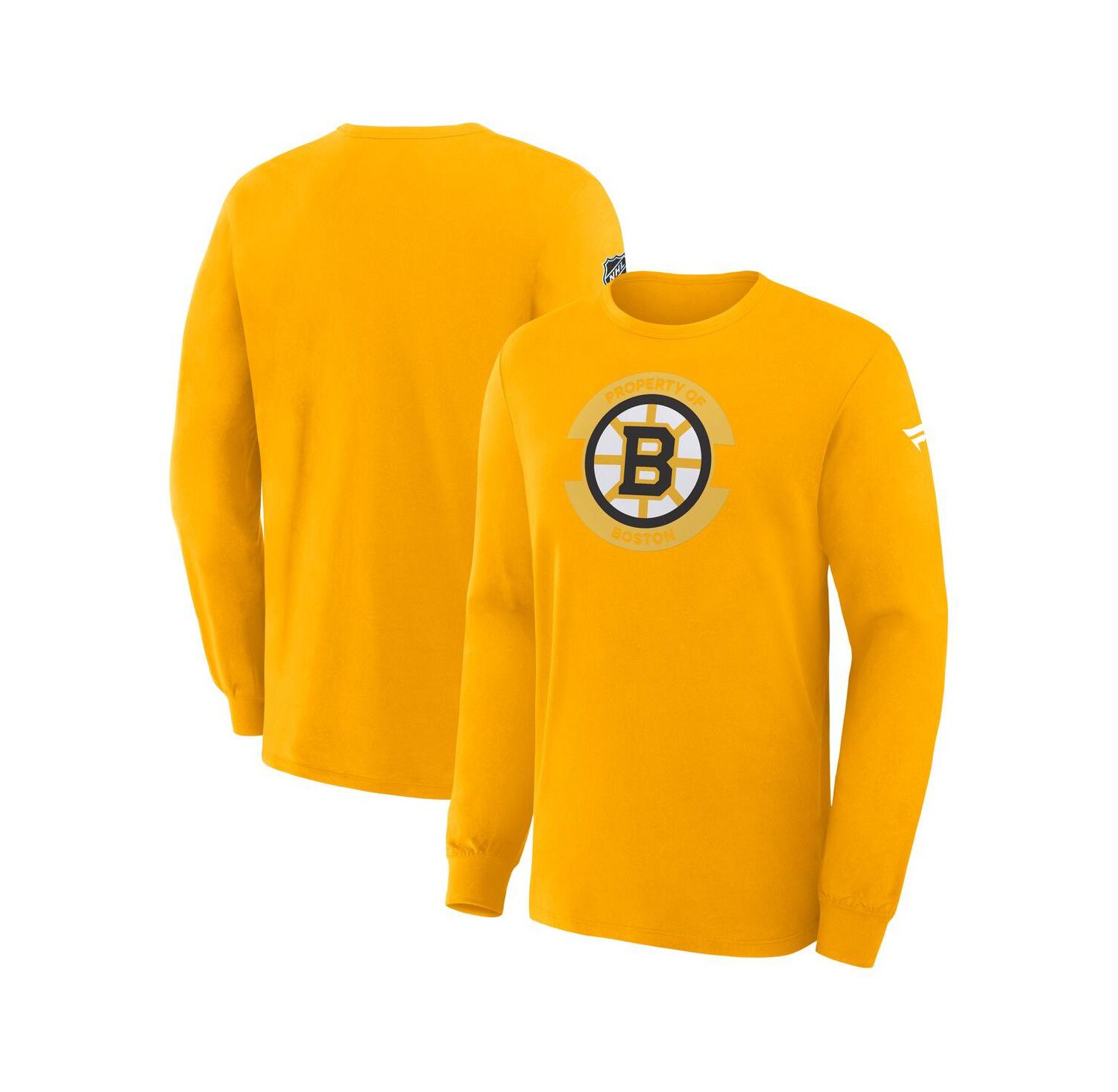 Men's Gold Boston Bruins Authentic Pro Property Of Practice Long Sleeve T-Shirt