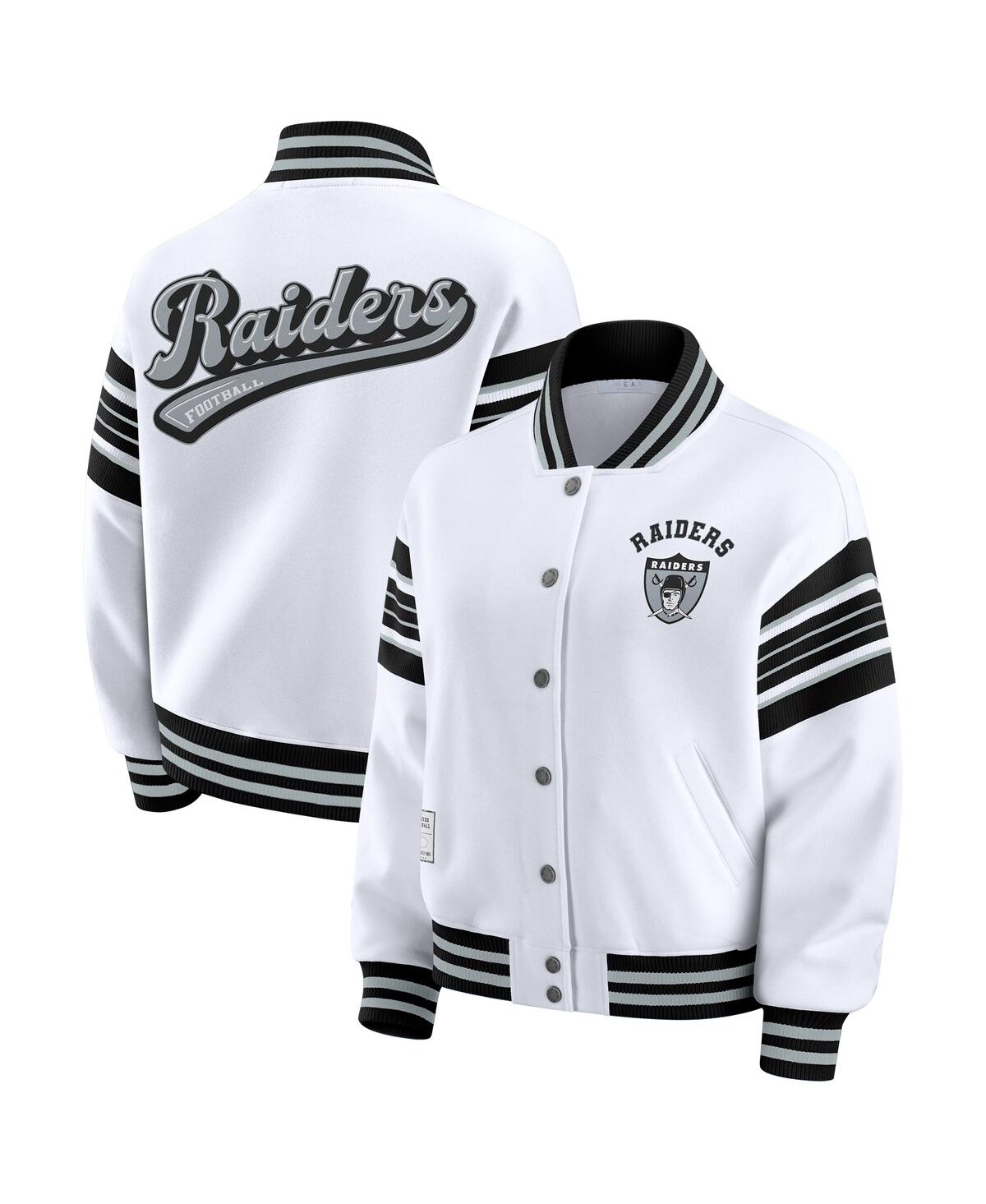 Wear By Erin Andrews Women's White Las Vegas Raiders Plus Size Full-snap Fleece Sweatshirt Jacket In White