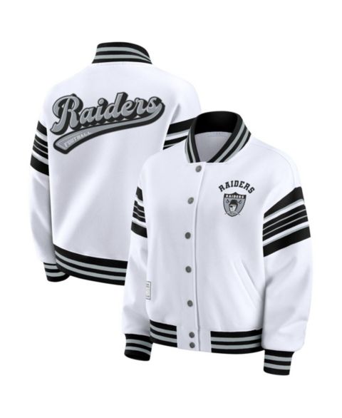 Женские худи WEAR by Erin Andrews Women's White Las Vegas Raiders Plus Size Full-Snap Fleece Sweatshirt Jacket