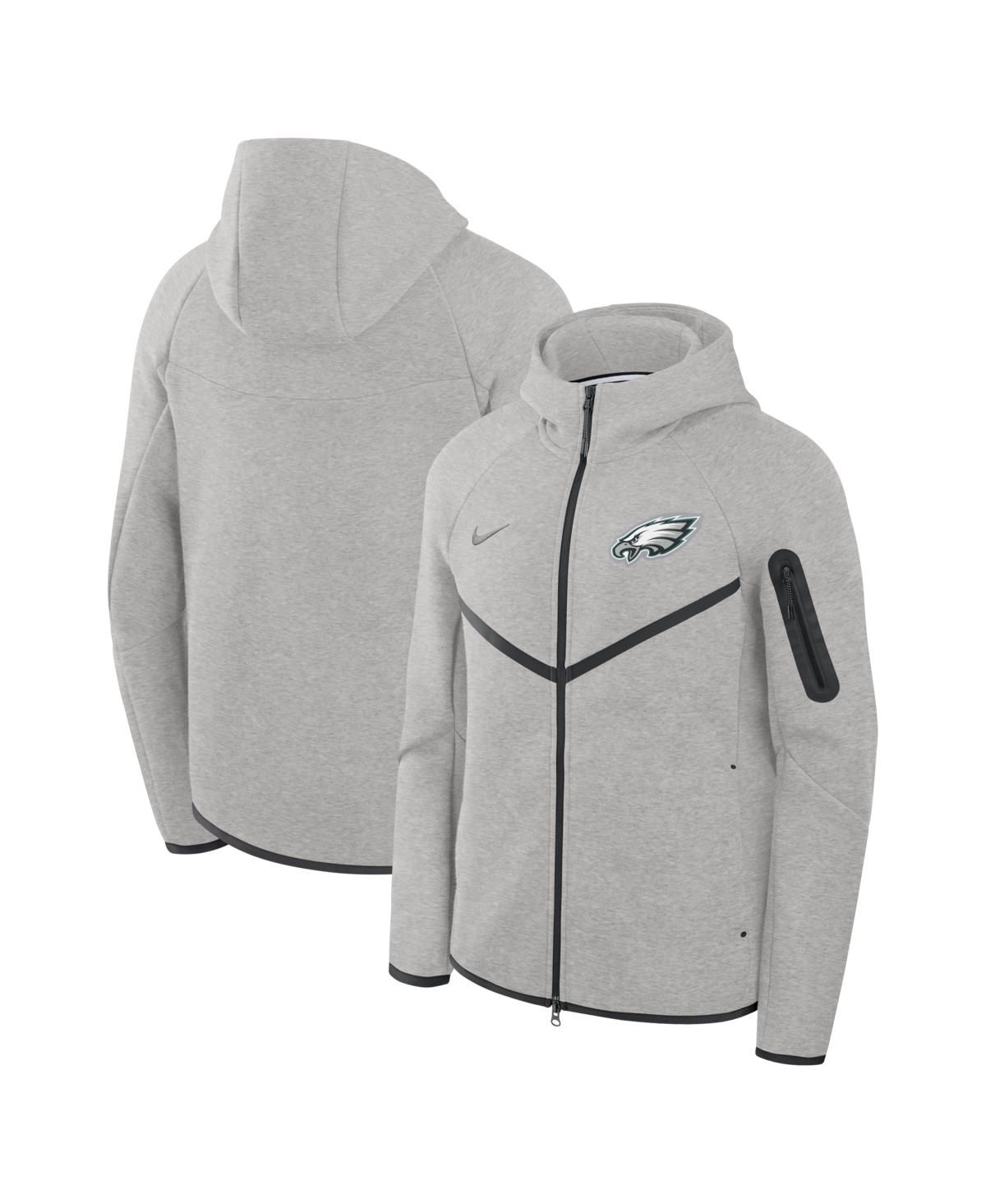 Мужская толстовка с капюшоном Windrunner Heather Grey Philadelphia Eagles Tech из флиса на молнии