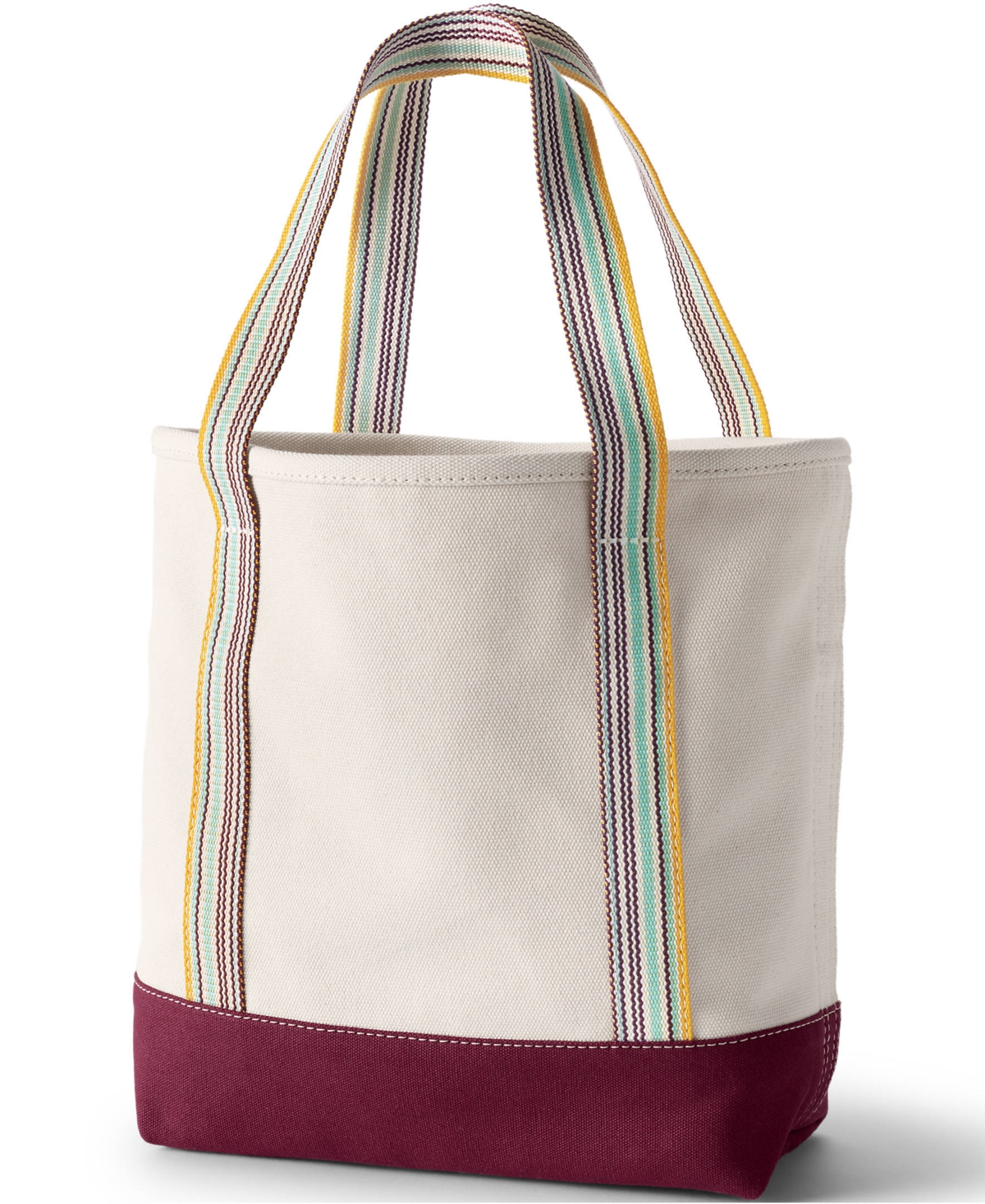 Lands' End Medium Natural 5 Pocket Open Top Canvas Tote Bag