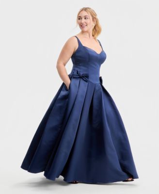 Macy's Exclusive Trendy Plus Size Satin Sweetheart-Neck Bow Gown