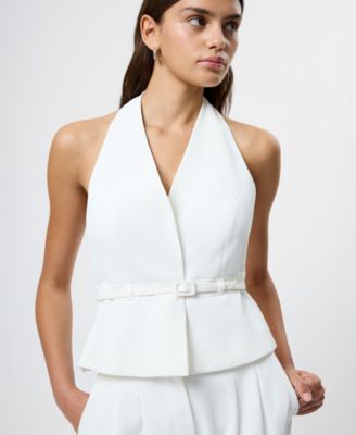 Women's Harry Suiting Belted Halter V-Neck Top
