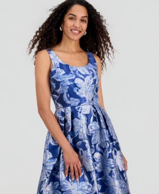 Women's Brocade Sleeveless Midi Dress
