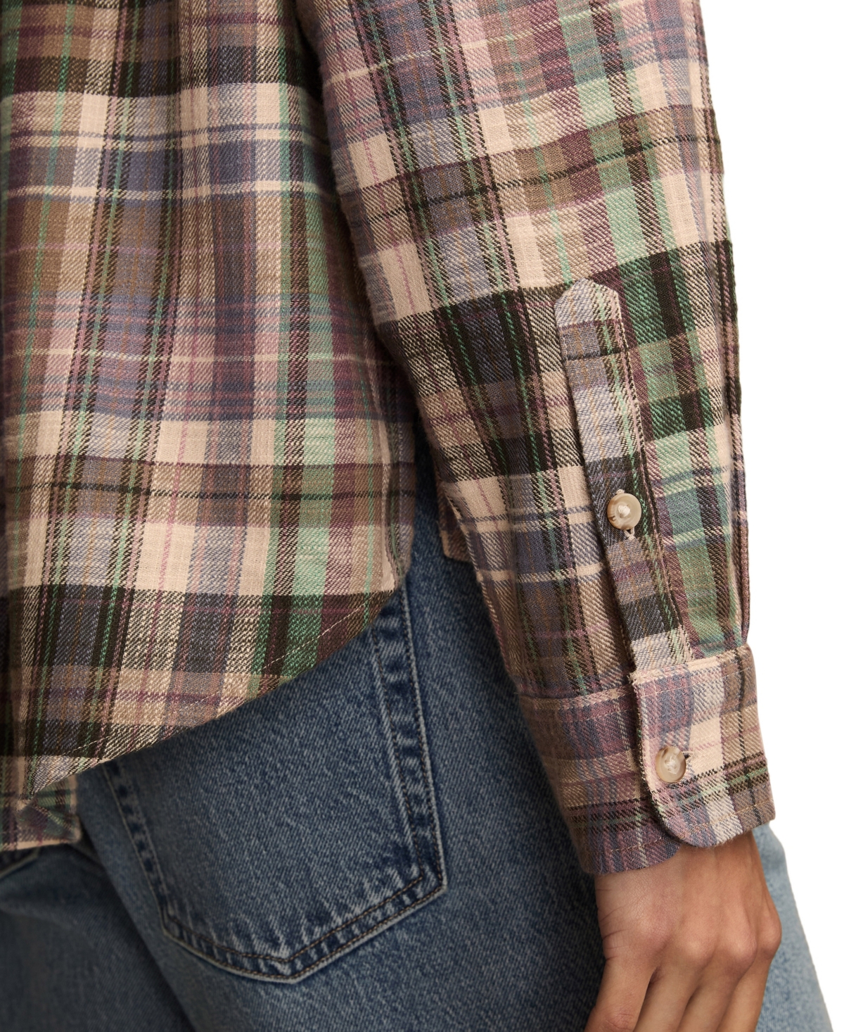 Lucky Brand Women's Clyde Plaid Boyfriend Button-down Shirt In Brown