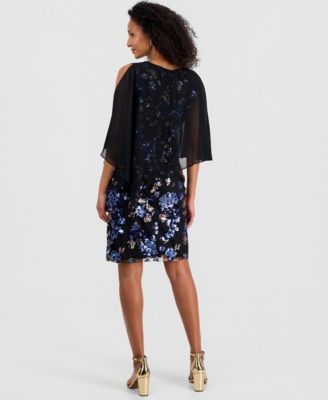 Women's Sequined Chiffon-Overlay Dress