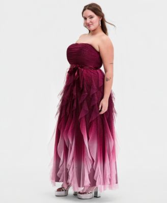 Trendy Plus Size Glitter Ombr&eacute; Petal-Skirt Ball Gown