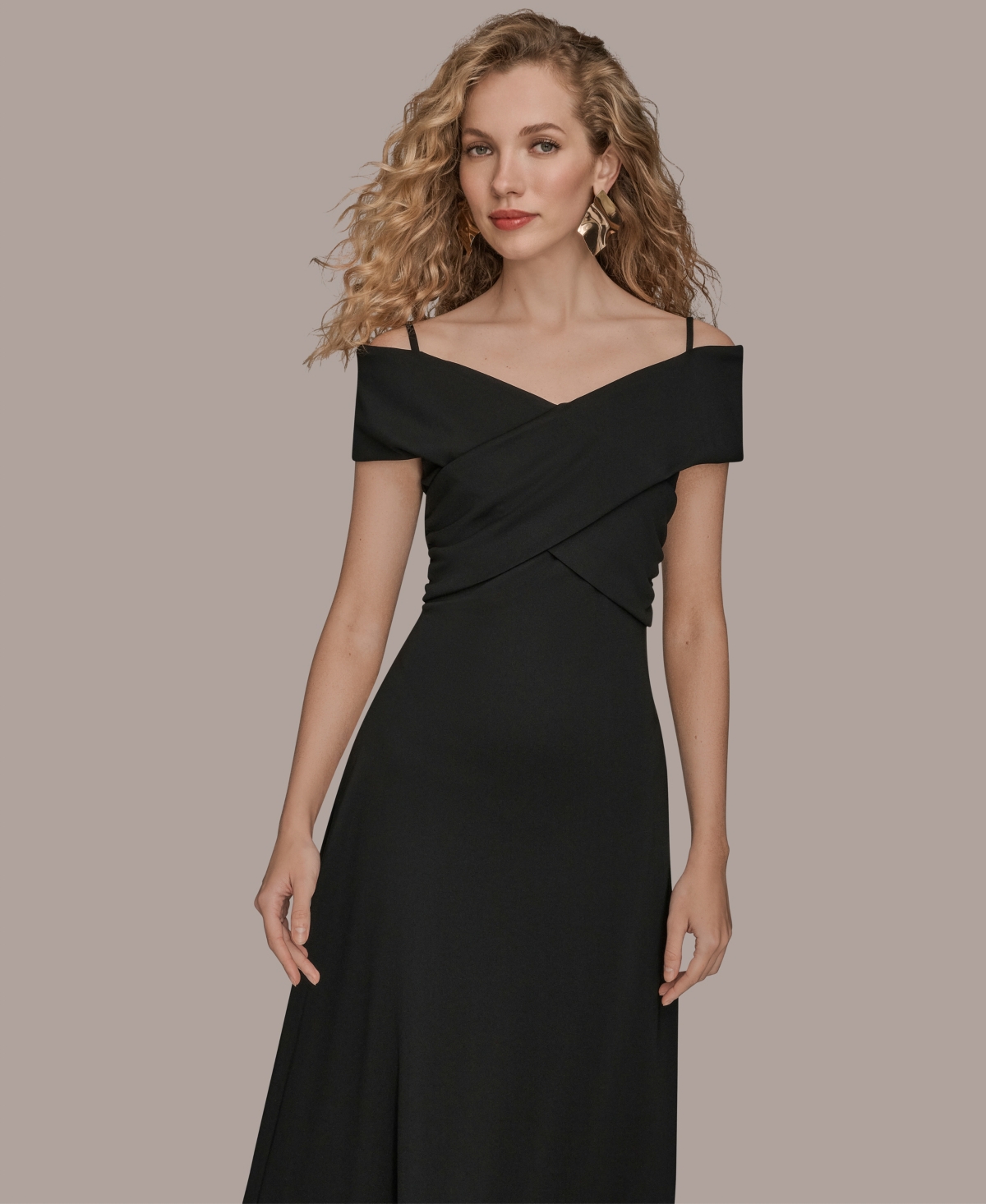 Donna Karan New York Off The Shoulder Midi Dress In Black