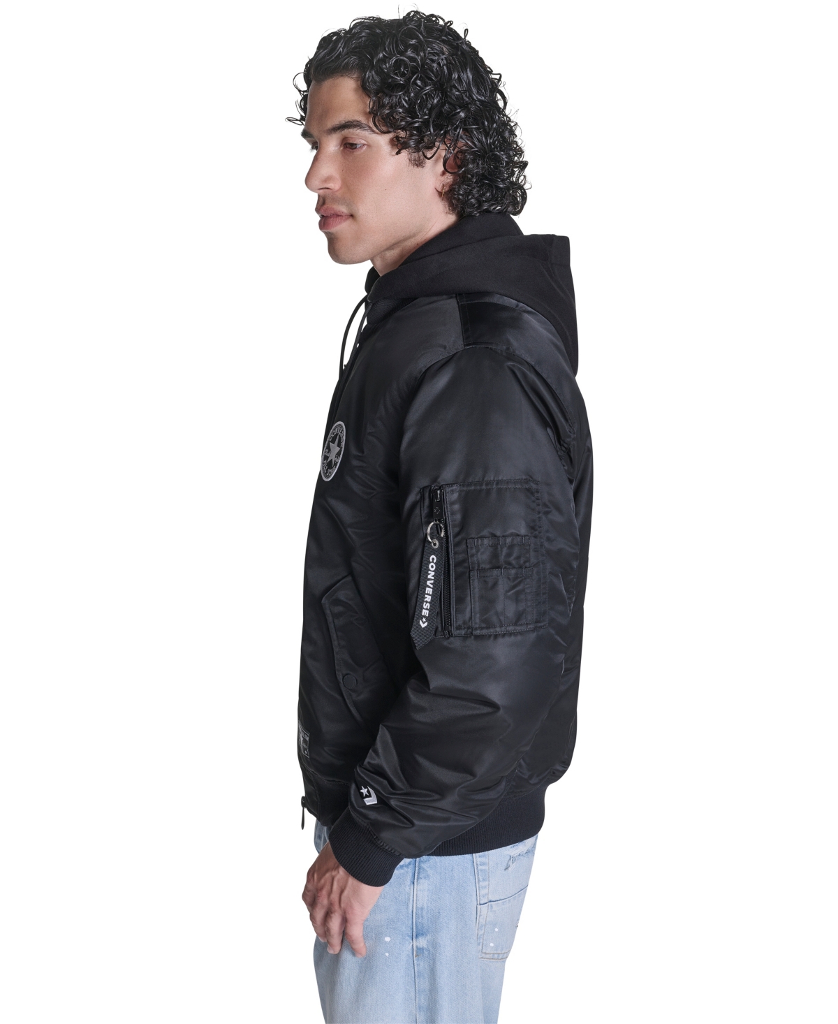 Converse Men's Hooded Bib Varsity Bomber Jacket