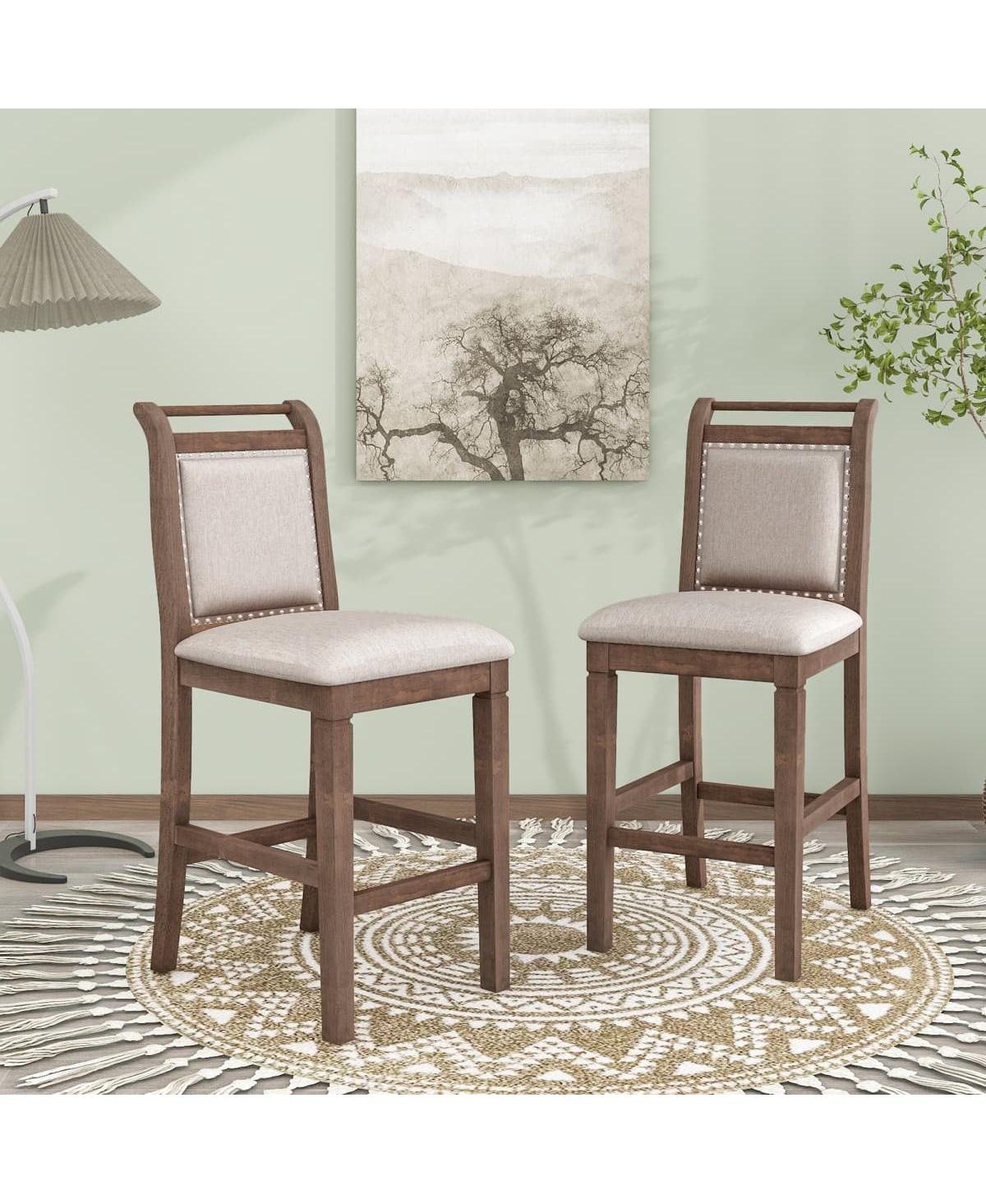 Maison Boucle 3-Piece Drop Leaf Counter Height Dining Set for Small Spaces, White and Navy Kitchen Table with 2 Upholstered Bar Chairs