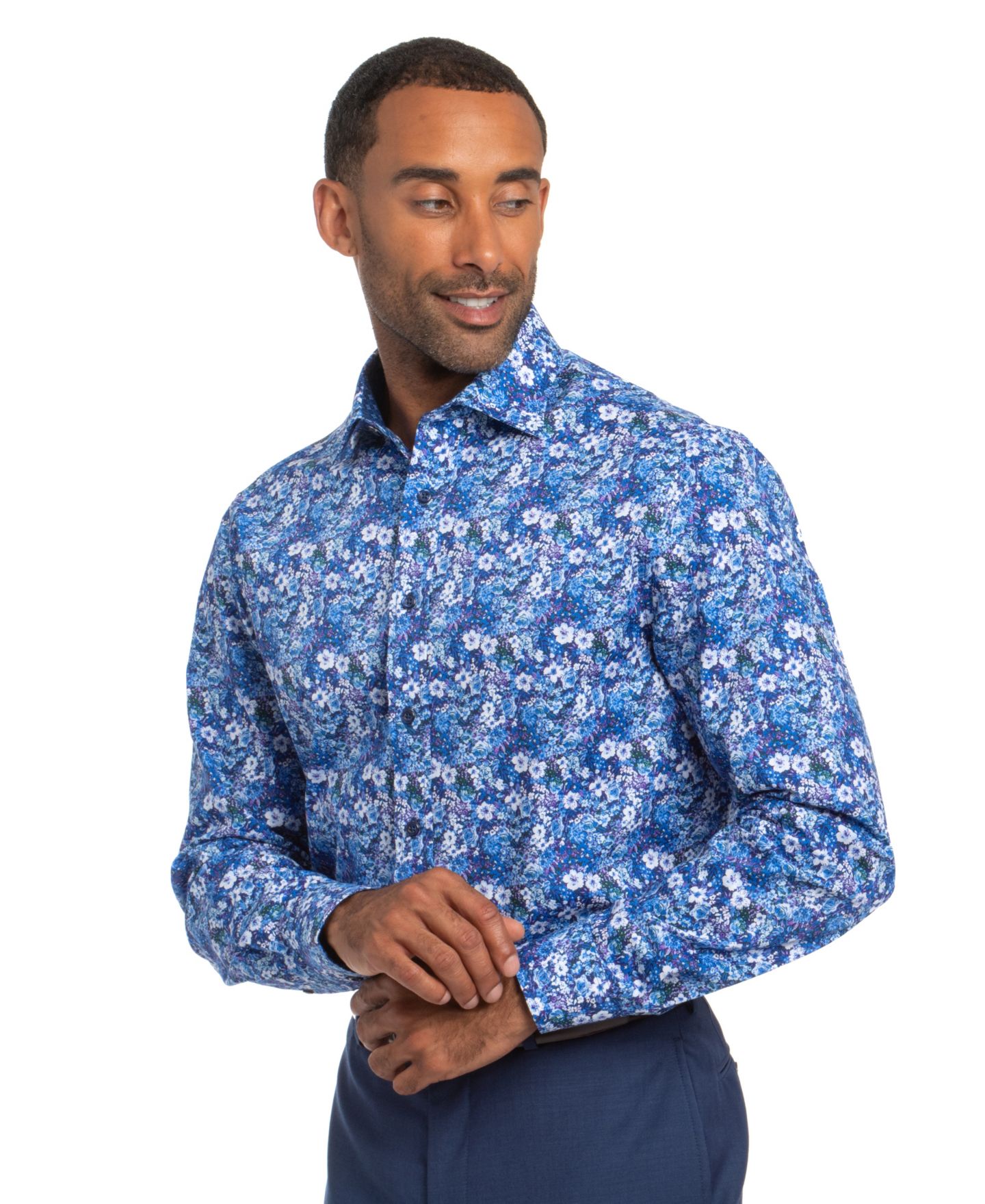 Мужская рубашка Nick Graham Hillside Floral Modern-Fit, цвет: Тёмно-синий — фото 3