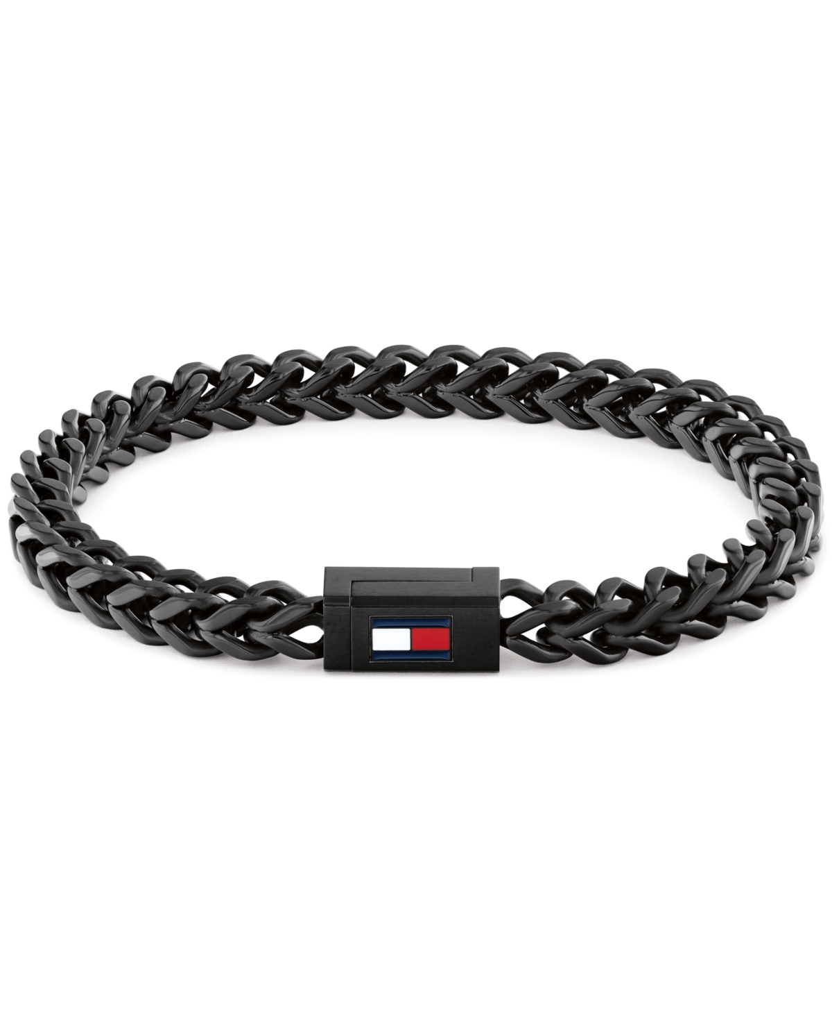 Tommy Hilfiger Men's Black Ion-plating Stainless Steel Braided Bracelet