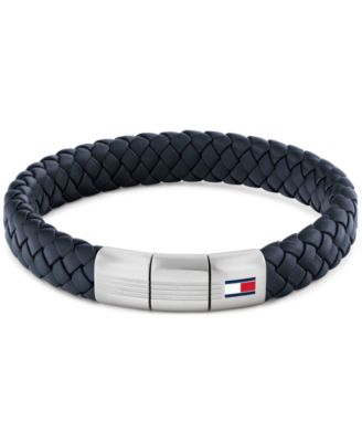 Tommy Hilfiger - Men's Blue Leather with Stainless Steel Braided Bracelet