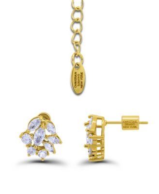 Gold Plated Cluster Necklace and Earring Set