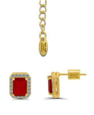 Cubic Zirconia Halo Accents Necklace and Earrings Set