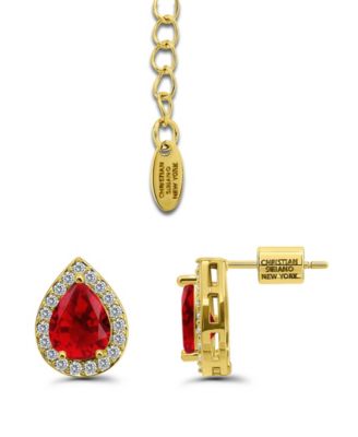 Gold Plated Baguette Cubic Zirconia Frontal Necklace and Earrings Set