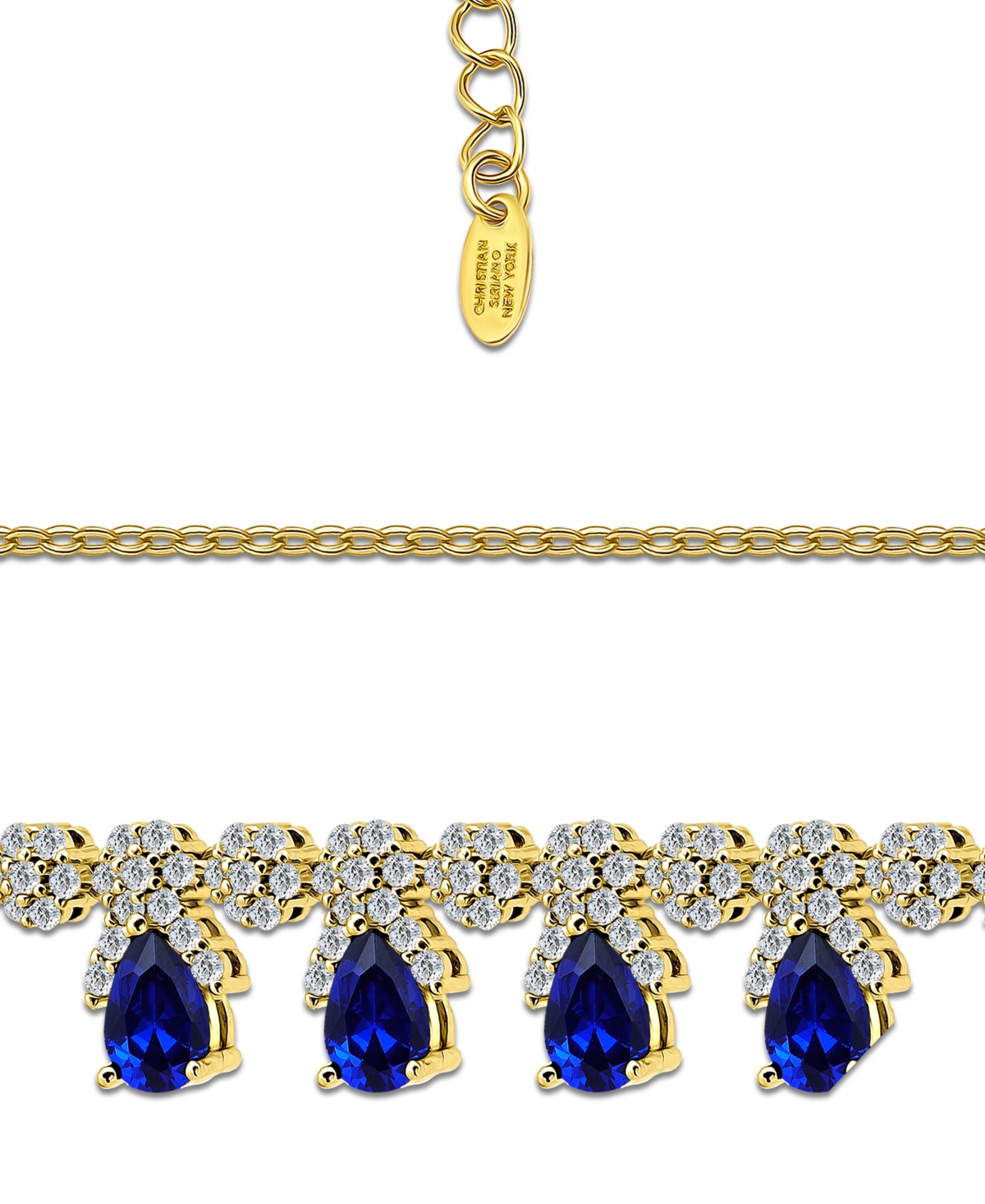 Christian Siriano New York Pear Cut Cubic Zirconia Collar Necklace In Black