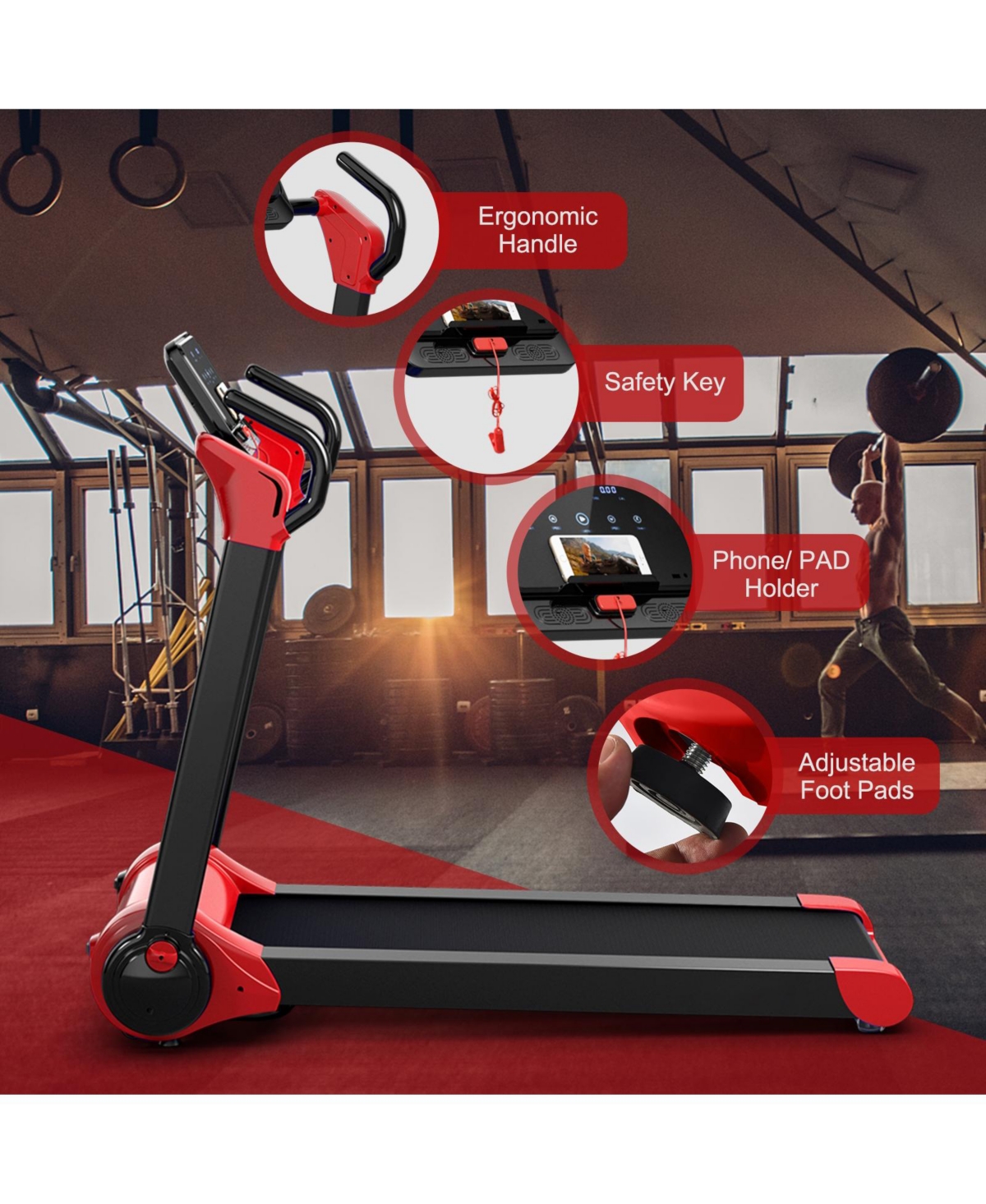 Skonyon 2.25 Hp Electric Motorized Folding Running Treadmill Machine with Led Display