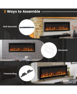 50 Inches Electric Fireplace in-Wall Recessed with Remote Control and Adjustable Color and Brightness