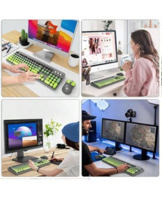 Wireless Keyboard and Mouse Combo – 2.4GHz Cordless, Quiet Slim Set with Cute Round Keys for Laptop, Computer, TV