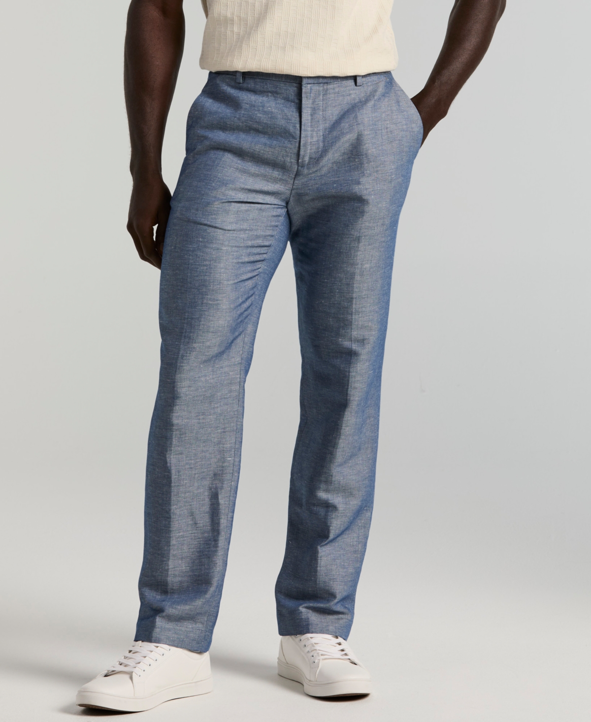 Perry Ellis Men's Portfolio Modern-Fit Linen/Cotton Solid Dress Pants