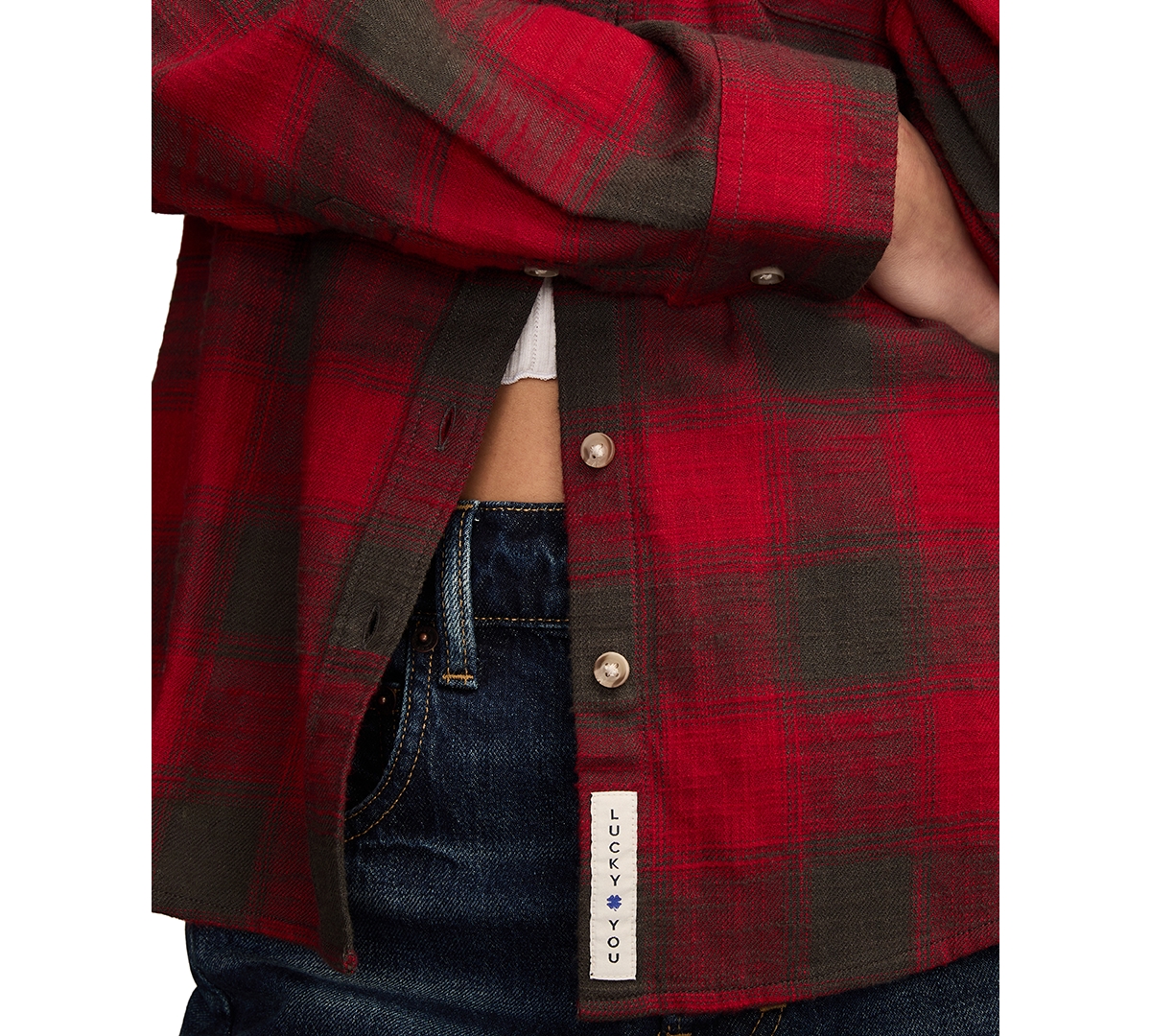 Lucky Brand Clyde Plaid Coton Flannel Button-up Shirt In Red