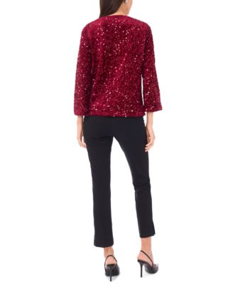 Women's Velvet V-Neck Top