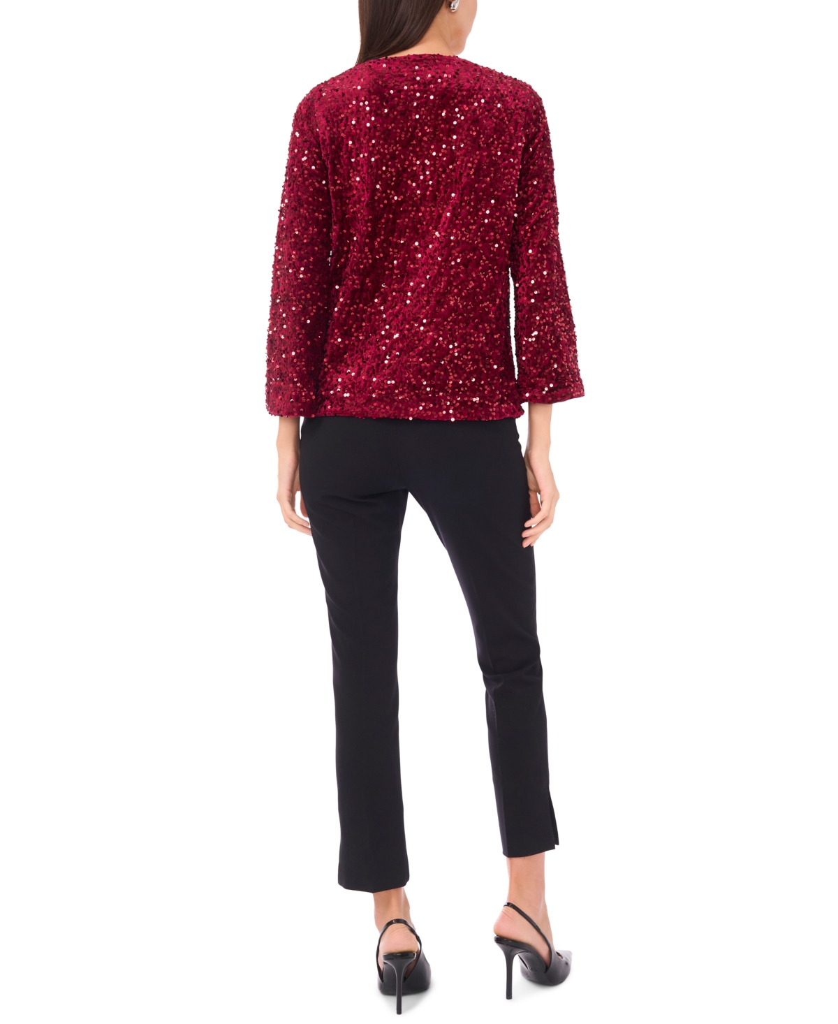 Msk Women's Velvet V-neck Top In Multi