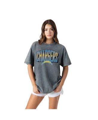 Women's Gray Los Angeles Chargers Peak Performance Oversized Snow Wash T-Shirt